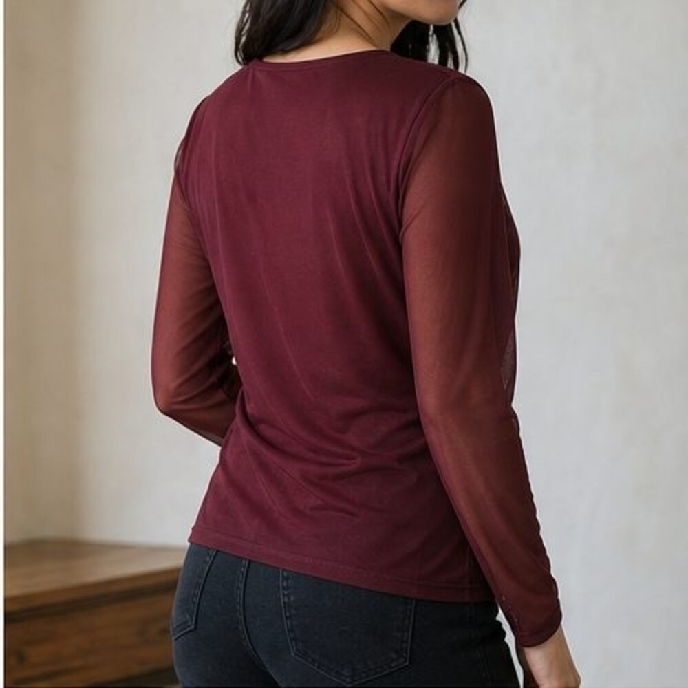 Burgundy Ruffle Blouse - Picture 3 of 6